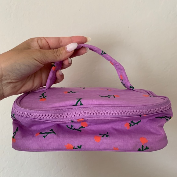 BAGGU Handbags - BAGGU Purple Floral Cosmetic Bag with Orange & Green Accents